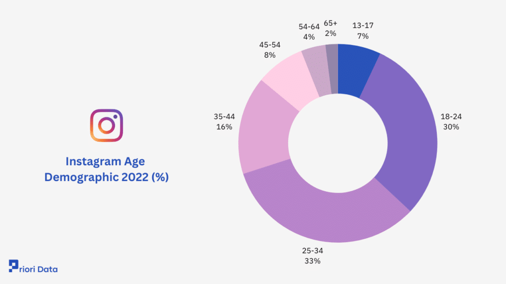 Instagram Age Demographic 2022 (%)